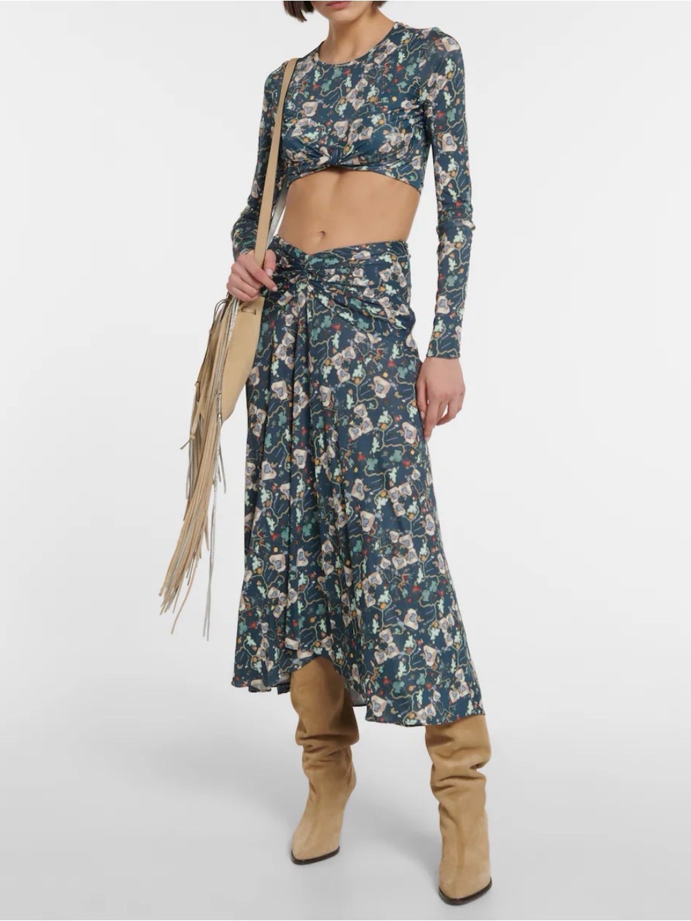 Isabel Marant Juneo Skirt Floral Twist Knot-Front Skirt